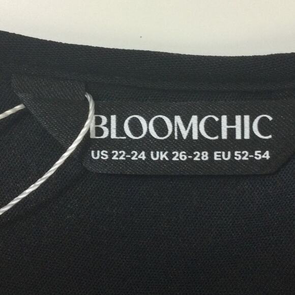 BLOOMCHIC 22-24 3X Plus Black Floral Embroidered Waist-Cinched Midi Dress b109 - Picture 9 of 11